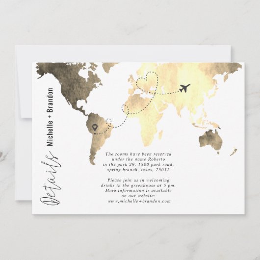 Wedding details map watercolor blue bedankkaart (Voorkant)