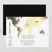 Wedding details map watercolor blue bedankkaart (Voorkant / Achterkant)