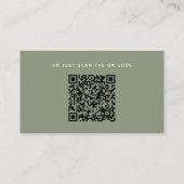 Wedding Details + QR Code | Sage Green Minimalist Informatiekaartje (Achterkant)