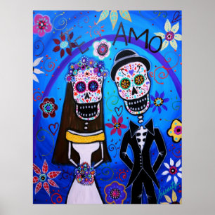 Wedding Dia de los Muertos Couple Poster