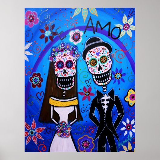 Wedding Dia de los Muertos Couple Poster (Voorkant)