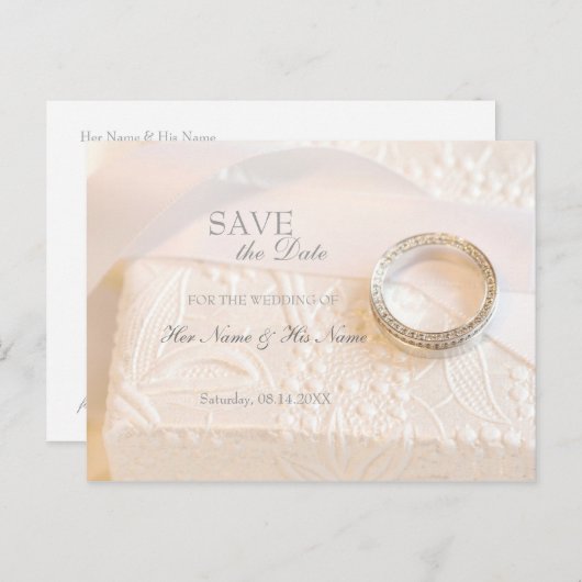 Wedding Diamonds Ring Save the Date Uitnodiging (Voorkant / Achterkant)
