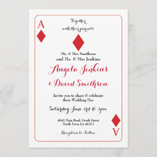 Wedding Diamonds-speelkaart Koningin Invite Kaart