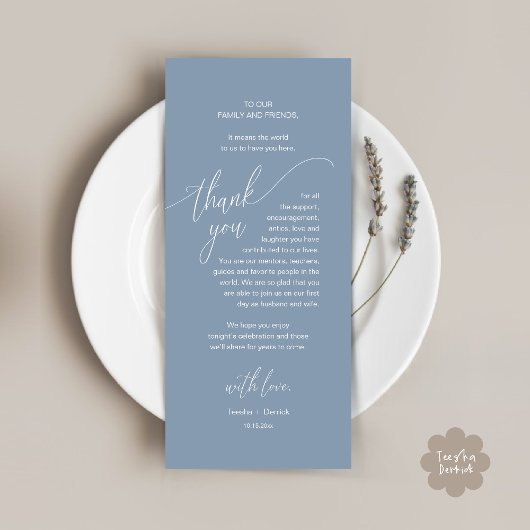 Wedding Dinner Place Setting Modern Thank You Card Programmakaart