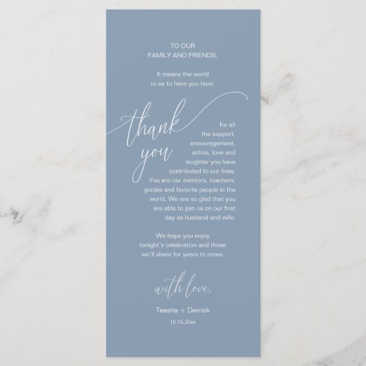 Wedding Dinner Place Setting Modern Thank You Card Programmakaart (Voorkant)