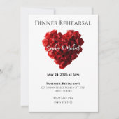 Wedding Dinner Rehearsal-Heart Shaped Red Roses- Kaart (Voorkant)