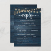 Wedding Dinner RSVP, meal options, song request Informatiekaartje (Voorkant / Achterkant)