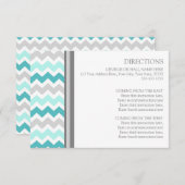 Wedding Direction Cards Blauwgroen Gray Chevron Informatiekaartje (Voorkant / Achterkant)