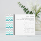 Wedding Direction Cards Blauwgroen Gray Chevron Informatiekaartje (Staand voorkant)