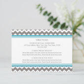 Wedding Direction Cards Blue Gray Chevron Informatiekaartje (Staand voorkant)