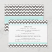 Wedding Direction Cards Blue Gray Chevron Informatiekaartje (Voorkant / Achterkant)