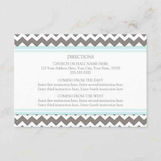 Wedding Direction Cards Blue Gray Chevron Informatiekaartje (Voorkant)