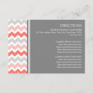 Wedding Direction Cards Coral Gray Chevron Informatiekaartje
