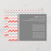 Wedding Direction Cards Coral Gray Chevron Informatiekaartje (Voorkant / Achterkant)