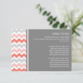 Wedding Direction Cards Coral Gray Chevron Informatiekaartje (Staand voorkant)
