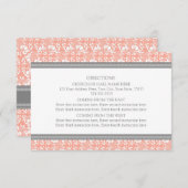 Wedding Direction Cards Coral Grey Damask Informatiekaartje (Voorkant / Achterkant)