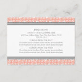 Wedding Direction Cards Coral Grey Damask Informatiekaartje (Voorkant)