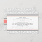 Wedding Direction Cards Coral Grey Damask Informatiekaartje (Voorkant / Achterkant)