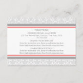 Wedding Direction Cards Coral Grey Damask Informatiekaartje (Voorkant)
