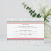Wedding Direction Cards Coral Grey Damask Informatiekaartje (Staand voorkant)