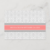 Wedding Direction Cards Coral Grey Damask Informatiekaartje (Achterkant)