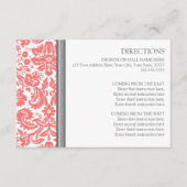 Wedding Direction Cards Coral Grey Damask Informatiekaartje (Voorkant)