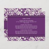 Wedding Direction Cards Plum Damask Informatiekaartje (Voorkant / Achterkant)