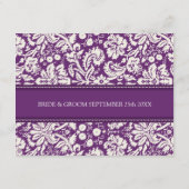 Wedding Direction Cards Plum Damask Informatiekaartje (Achterkant)