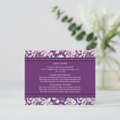 Wedding Direction Cards Plum Damask Informatiekaartje (Staand voorkant)