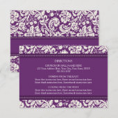 Wedding Direction Cards Plum Damask Informatiekaartje (Voorkant / Achterkant)