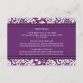 Wedding Direction Cards Plum Damask Informatiekaartje (Voorkant)