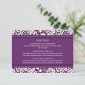 Wedding Direction Cards Plum Damask Informatiekaartje (Staand voorkant)