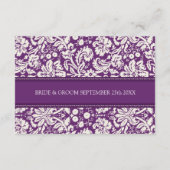 Wedding Direction Cards Plum Damask Informatiekaartje (Achterkant)