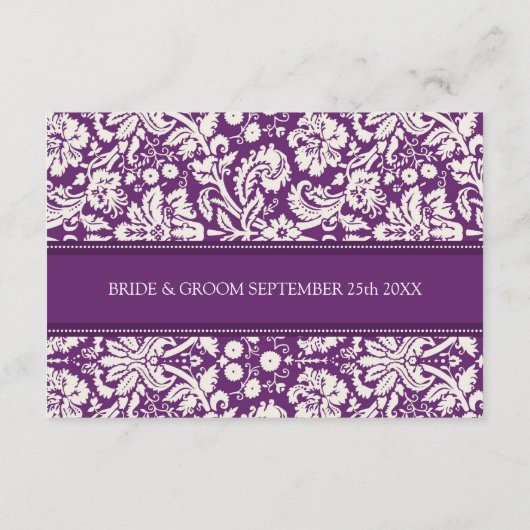 Wedding Direction Cards Plum Damask Informatiekaartje (Achterkant)