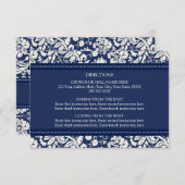 Wedding Direction-kaarten Blue Damask Informatiekaartje (Voorkant / Achterkant)