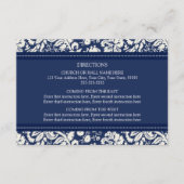 Wedding Direction-kaarten Blue Damask Informatiekaartje (Voorkant)