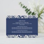 Wedding Direction-kaarten Blue Damask Informatiekaartje (Staand voorkant)