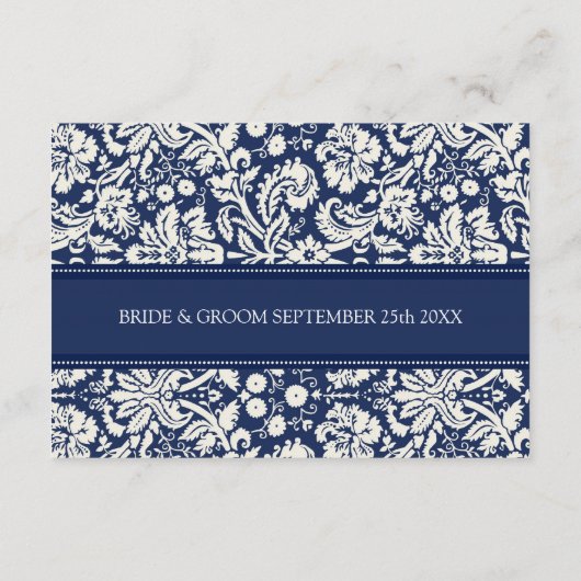 Wedding Direction-kaarten Blue Damask Informatiekaartje (Achterkant)