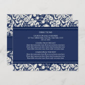 Wedding Direction-kaarten Blue Damask Informatiekaartje (Voorkant / Achterkant)