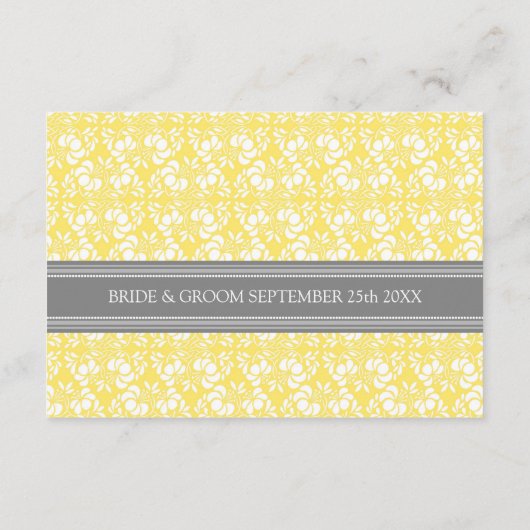 Wedding Direction-kaarten Lemon Grey Damask Informatiekaartje (Achterkant)
