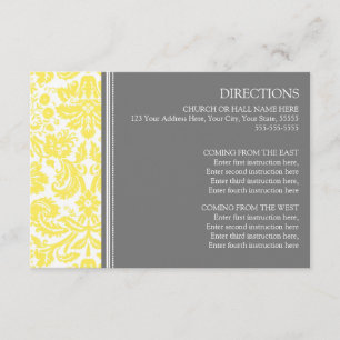 Wedding Direction-kaarten Lemon Grey Damask Informatiekaartje