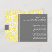 Wedding Direction-kaarten Lemon Grey Damask Informatiekaartje (Voorkant / Achterkant)
