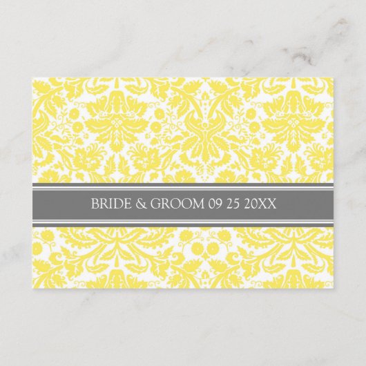 Wedding Direction-kaarten Lemon Grey Damask Informatiekaartje (Achterkant)