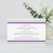 Wedding Direction Kards Paars Gray Chevron Informatiekaartje (Staand voorkant)