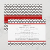 Wedding Direction Kards Red Gray Chevron Informatiekaartje (Voorkant / Achterkant)