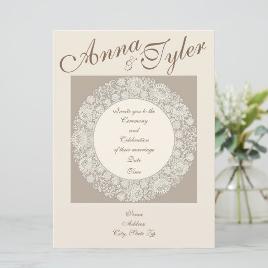 Wedding Doily Wedding Uitnodiging (Staand voorkant)