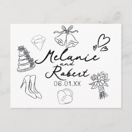 Wedding Doodle Save the Dates Wedding Anniversary Feestdagenkaart