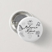 Wedding Doodle Save the Dates Wedding Anniversary  Ronde Button 3,2 Cm (Voorkant /achterkant)