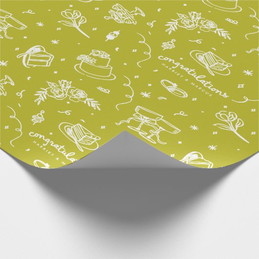 Wedding doodles customizable design cadeaupapier (Hoek)