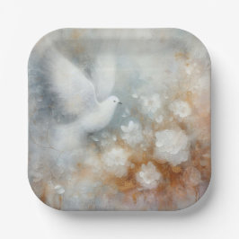 Wedding Dove Bloemen Papier Borden Papieren Bordje